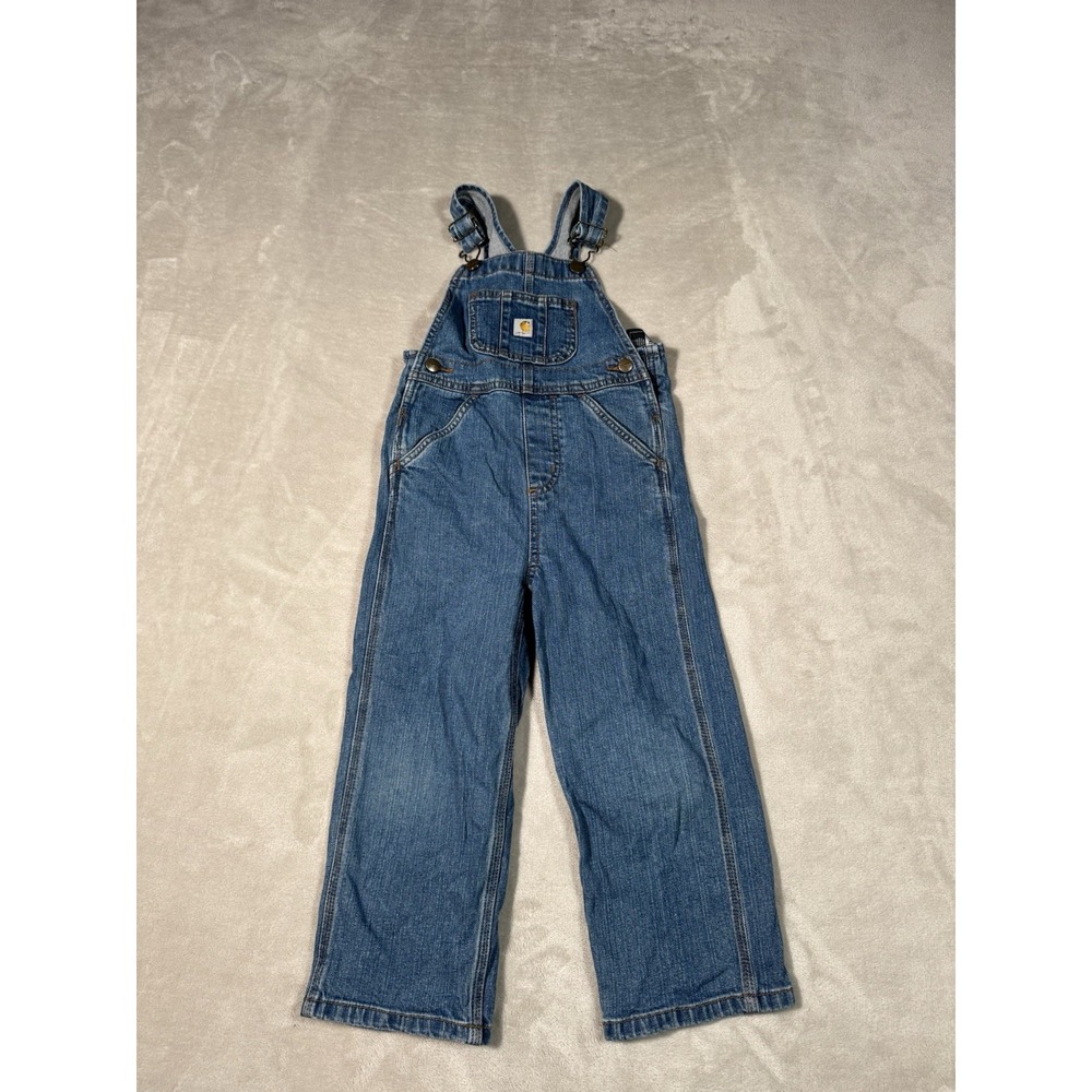 Carhartt Bib Denim Jean Overalls Kids Size 4T